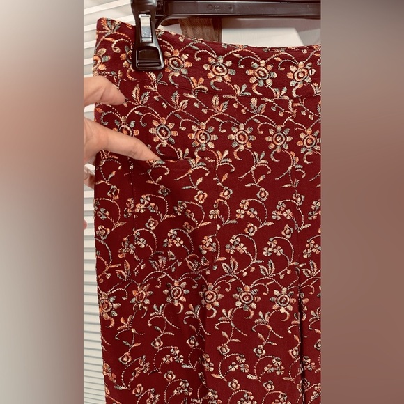 NWT ETRO Embroidered Floral Wide Leg Maroon Pants IT42 (US 6) & IT38 (US 2) - Picture 9 of 13